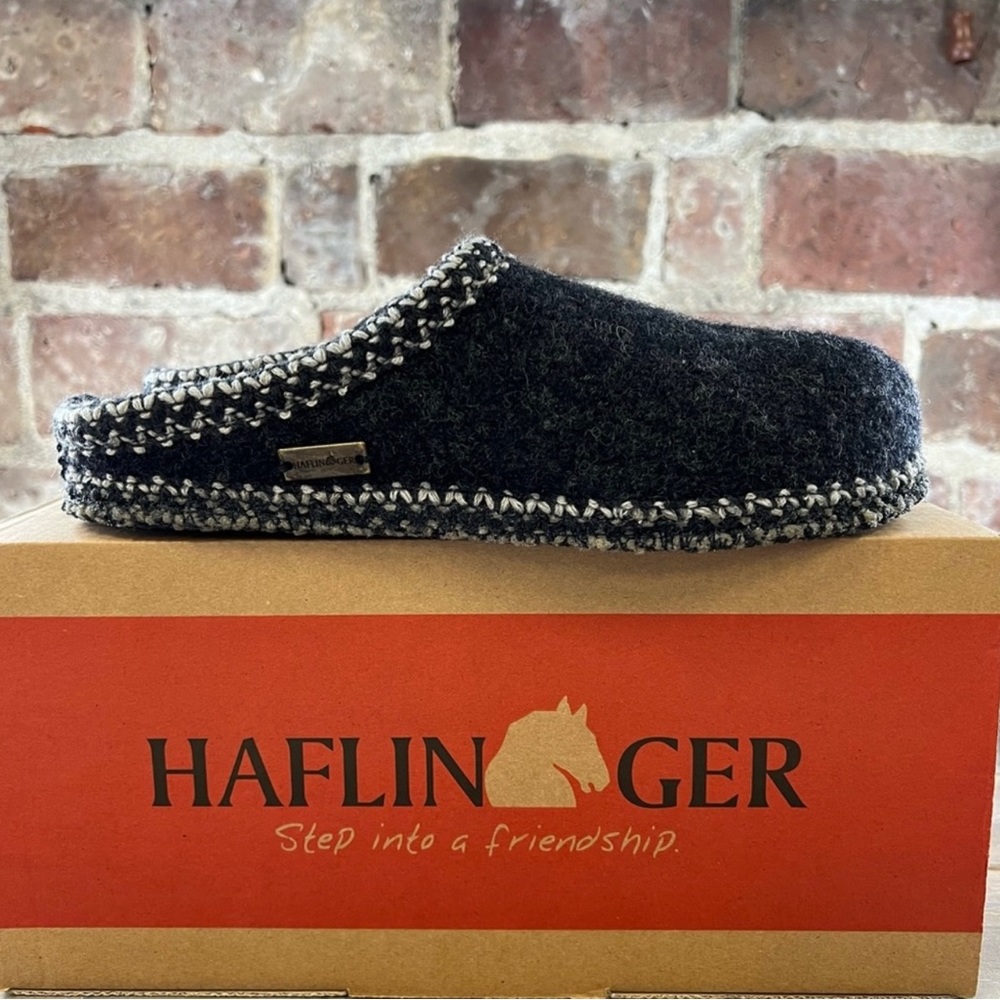 NIB Haflinger Boiled Wool Classic Charcoal Gray Slipper Sz 40 US 9